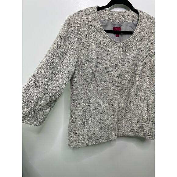 212 Collection Career Swing Blazer Jacket Tweed Gray Sz L Office Siren Academia - Picture 3 of 11